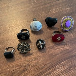 Fun costume jewelry rings.